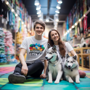 Pareja con camisetas personalizadas