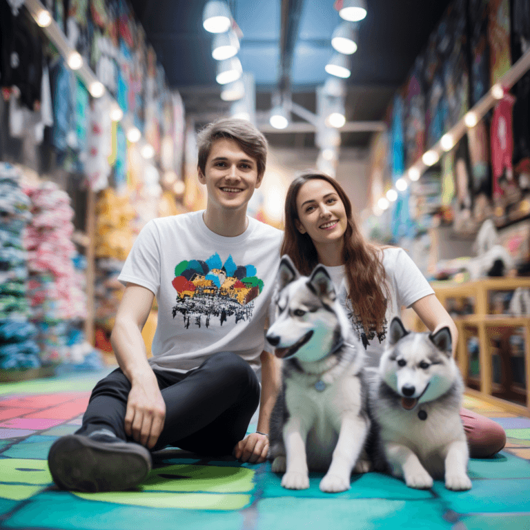 Pareja con camisetas personalizadas