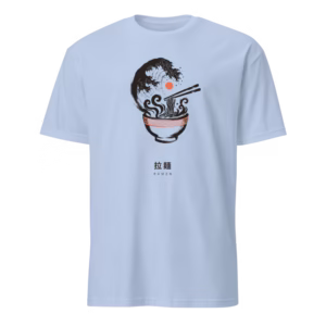 Camiseta Ramen 拉麺 — La Gran Ola en el Cuenco — color Light Blue